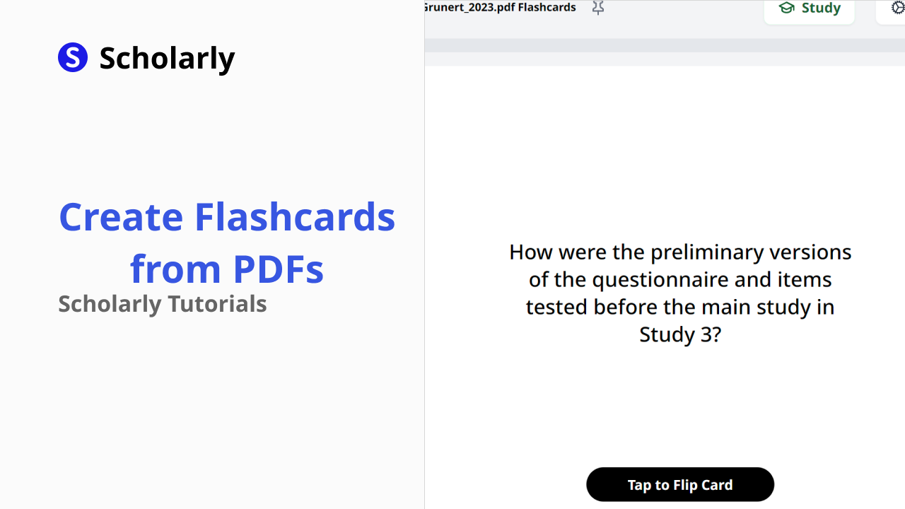 How to create Flashcards from PDFs using Scholarly (New)