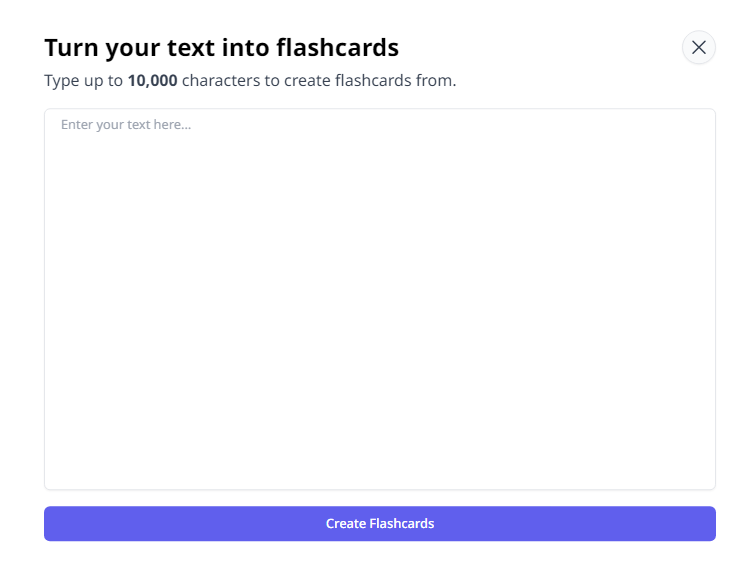Add flashcards to deck using text
